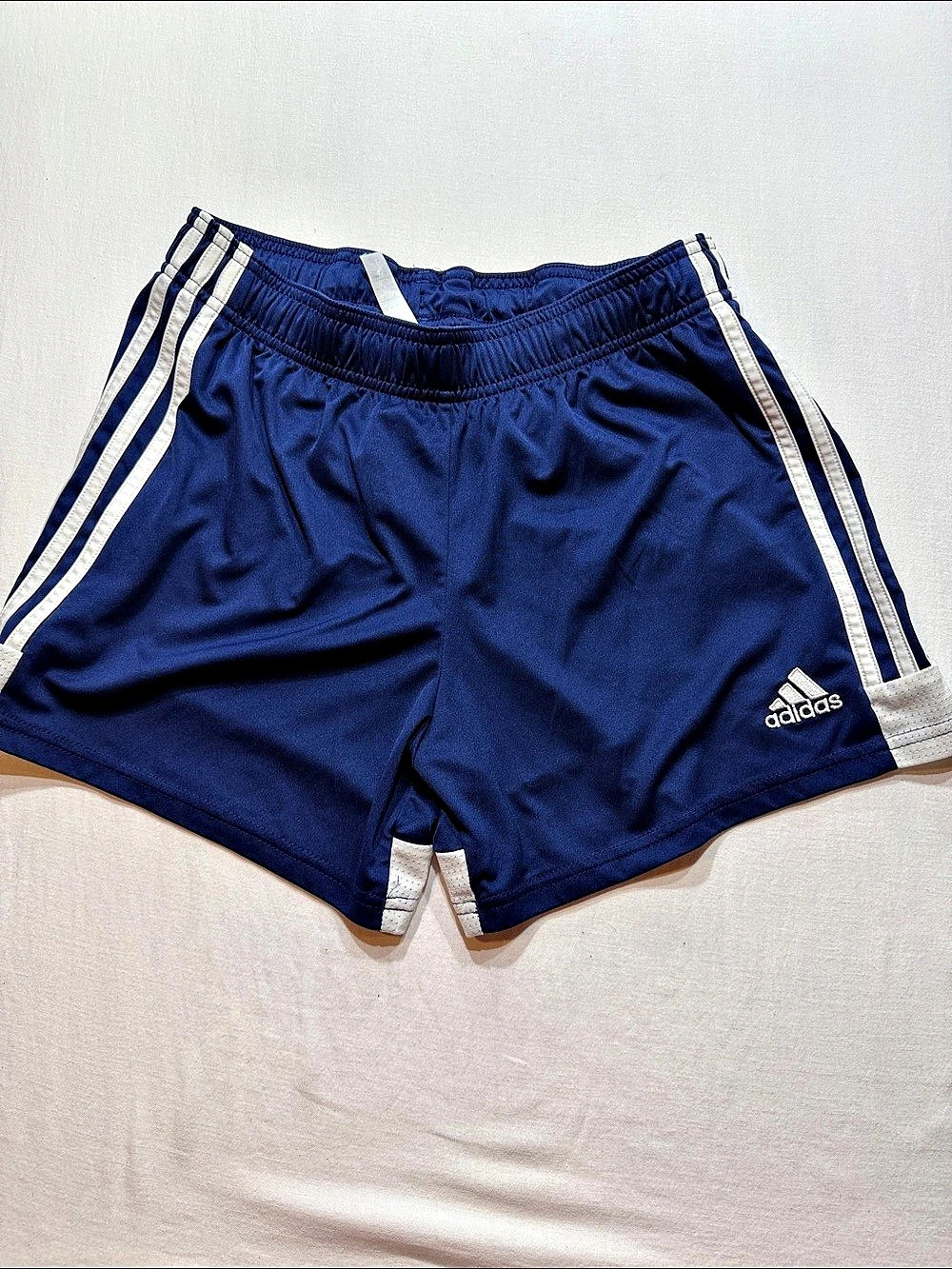 adidas women’s Climacool Athletic Shorts in Blue & White Size Medium